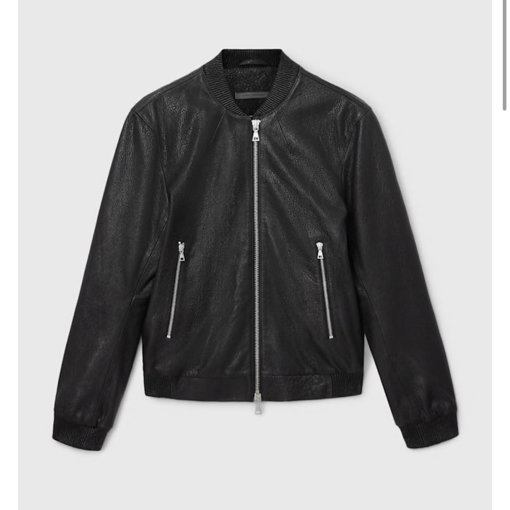John Varvatos Black Bomber Jacket